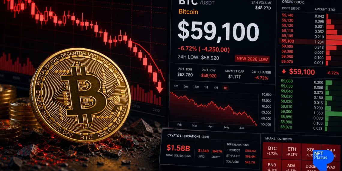 Bitcoin Breaks Below $60K as Crypto Selloff Hits New 2026 Low