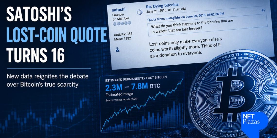 Satoshi’s Lost-Coin Quote Turns 16, Reigniting Bitcoin Scarcity Debate
